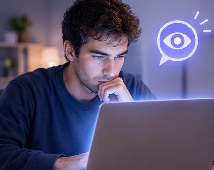 A person focused on a laptop, no longer blinking enough during screen work